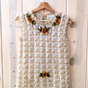 Vintage Hand-Knit Sunflower Pullover Vest Women's Small